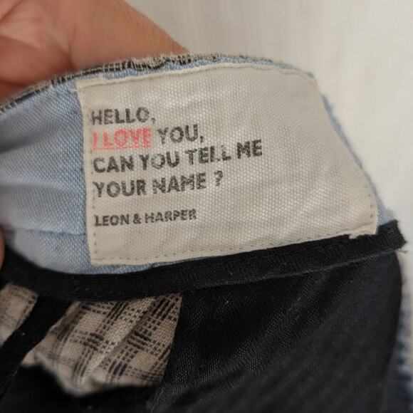 Leon & Harper Gray Checked 100% Linen High Rise Wide Leg Pants, size EU38/US6/M - Picture 3 of 9